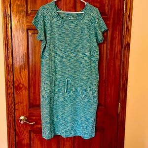 Columbia dress.  XL. Green multi. Drawstring waist.